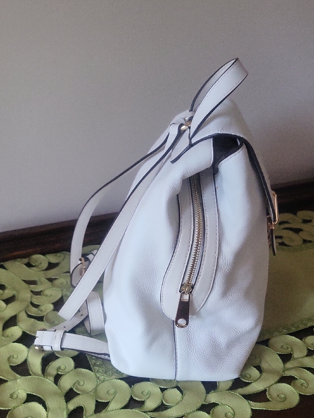 Michael Kors White Pebble Leather Backpack Purse - Picture 4 of 10